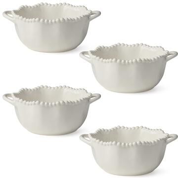 "Certified International Perlette Cream Set of 4 Soup Crocks - 7.75"" L x 6.5"" W x 3"" H"