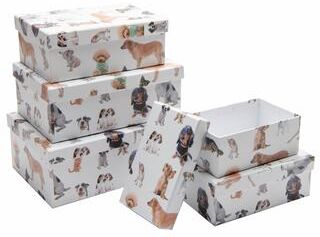 IH Casa Decor S/5 Rect. Nesting Boxes Dog Collage