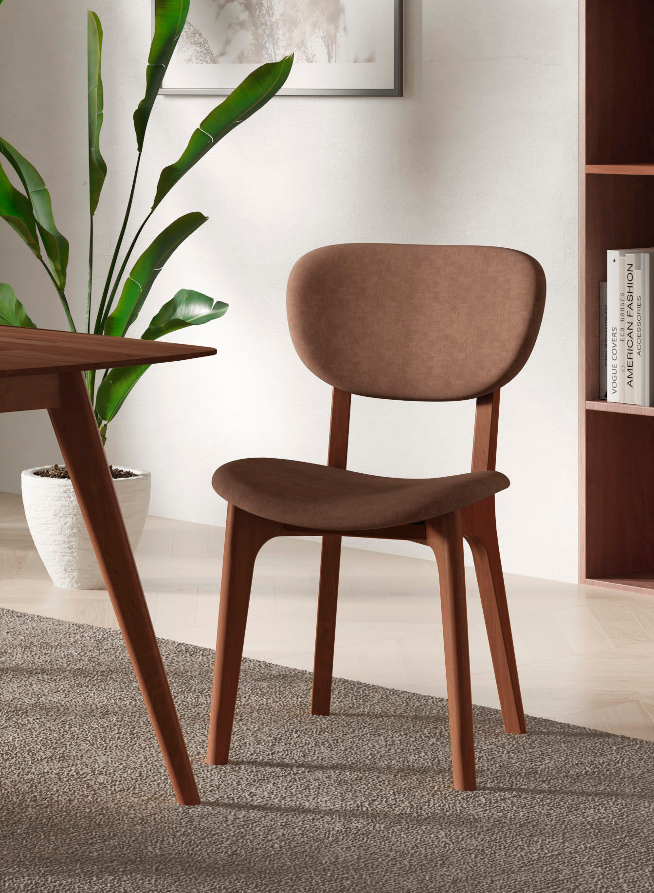 Stuhl HOME AFFAIRE "COZY Made in Italy", braun (tabac, nuss, tabac), B:50cm H:88cm T:62cm, Polyester, Stühle, Stuhl, Gestell in Buche, Kirsch- oder Nussbaum, Massivholz, Design Stuhl tabac, nuss, tabac B/H/T: 50cm x 88cm x 62cm, 2 Stk., Microfaser Velours