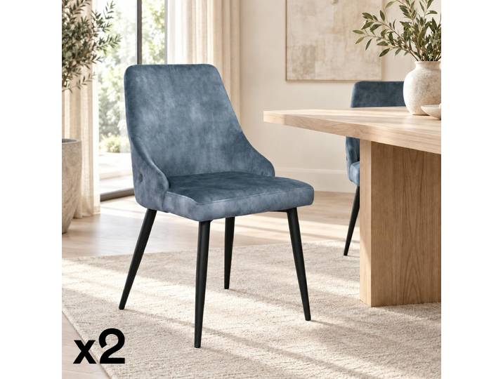 Chaise en velours (lot de 2) MALMOE - Bleu