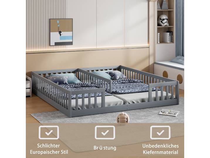 Rosahqnda Gepolstertes Kinderbett 90x200cm Schutzbett Samm Familien mit Jewei Kindern Kiefer style minimaliste weiß (ohne Matratze)