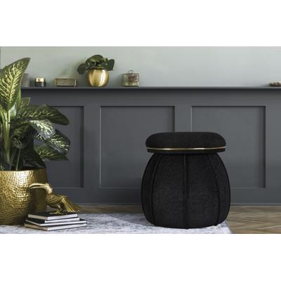 Sitzhocker KAYOOM "Hocker Corin,extravagante Form,stilvolle Farben,elegant gesteppter Fuß", schwarz (schwarz, gold), B:51,5cm H:51,5cm T:51,5cm, Bezug: 50% Baumwolle 50% Acryl / Korpus: Pappelholz, Hocker, Sitzhocker, komfortabel, hochqualitativ,...