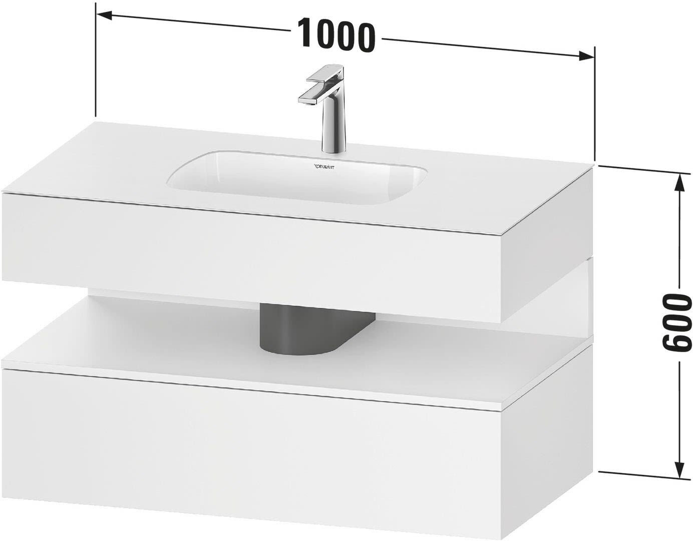 Duravit Collection One Einbauwaschtisch mit Konsolenwaschtischunterbau 100 x 60 cm, 1 Auszug