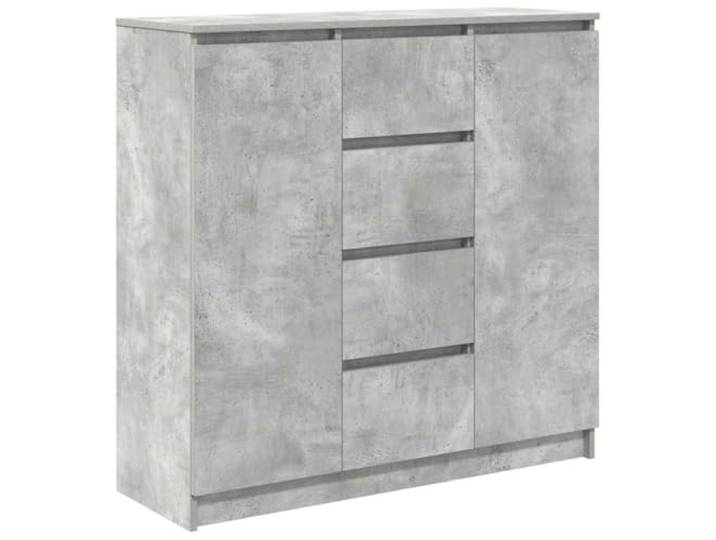 Makastle Sideboard mit 4 Schubladen und 2 Türen, Küchenbuffet, Badezimmerschrank für Wohnzimmer, Esszimmer, Badezimmer, Betongrau 100,5x35x98,5 cm Holzwerkstoff