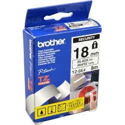 Brother P-Touch Band TZe-SE4  schwarz auf weiß  18mm / 8m  laminiert  Siegelband