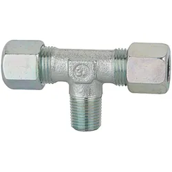 Riegler, Schlauchanschluss + Schlauchverbinder, T-Einschraubverschraubung, R 3/4 a., Rohr-Aussen- Ø22, Stahl verz. (22 mm)