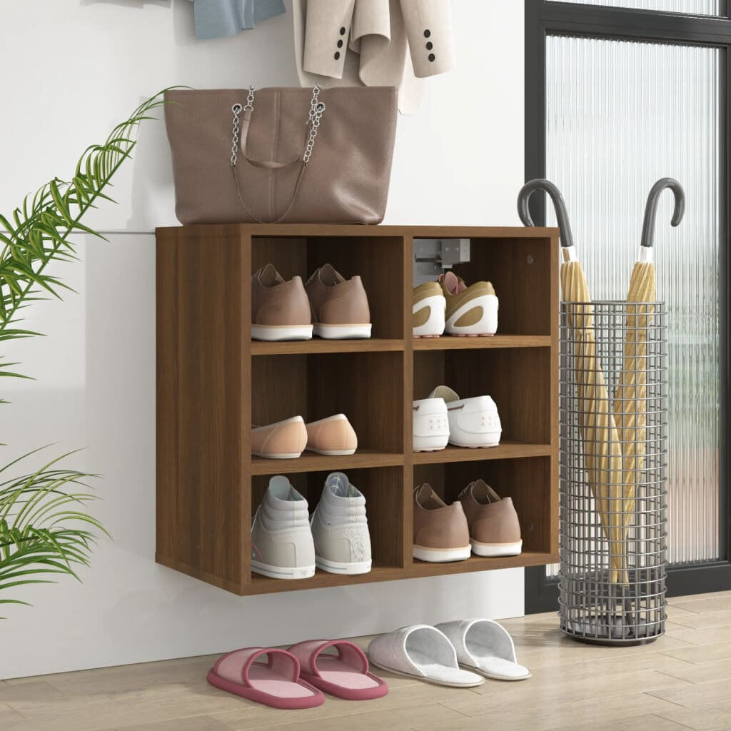 Latitude Run 6 Pair Shoe Rack Brown Oak 6