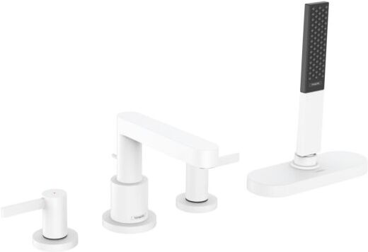 Hansgrohe Finoris Fertigmontageset 76444700 4-Loch-Wannenrandarmatur, mit sBox, mattweiß