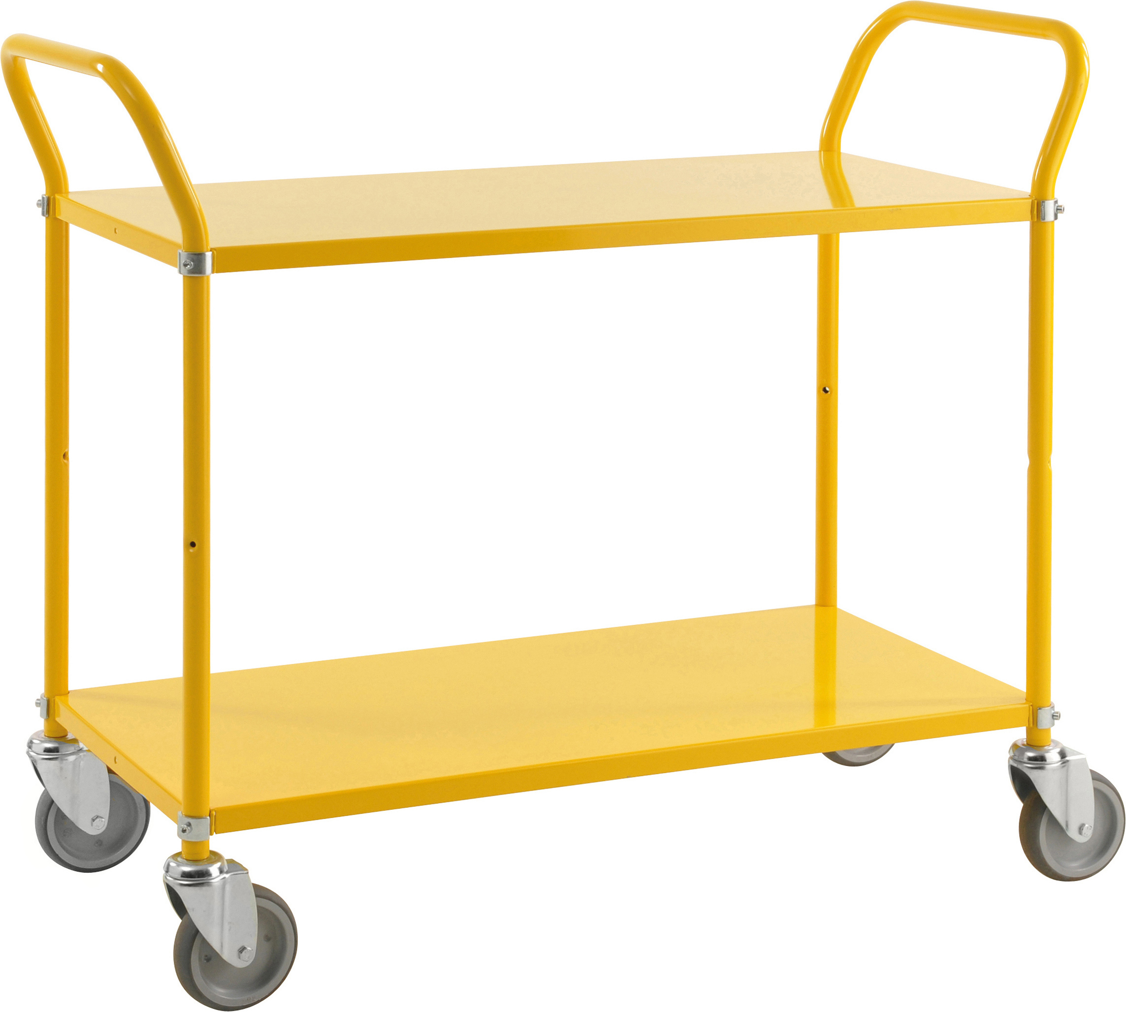 Kongamek Etagenwagen mit 2 Böden 900x440mm in Gelb ohne Bremse