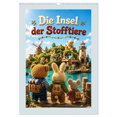 Die Insel der Stofftiere (Wandkalender 2027 DIN A3 hoch), CALVENDO Monatskalender