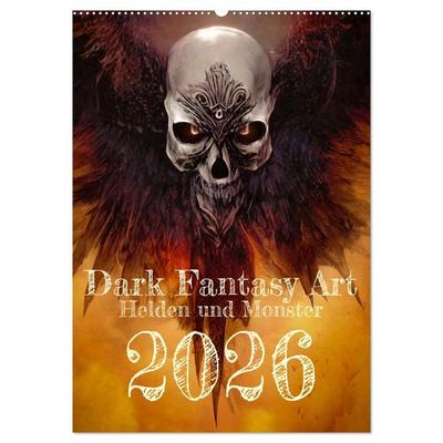 Dark Fantasy Art - Helden und Monster (Wandkalender 2026 DIN A2 hoch), CALVENDO Monatskalender