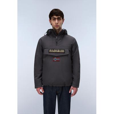 Anorak NAPAPIJRI "RAINFOREST WINTER 3 DARK GREY SOLID", Herren, Gr. L, grau (dunkelgrau solid), Obermaterial: 100% Polyamid, Jacken, mit unifarbenem Design, sportliche Silhouette