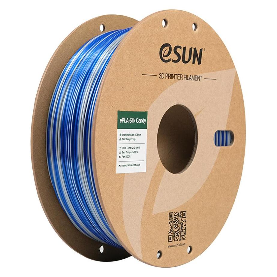 eSUN ePLA-Silk Candy Silber-Blau Filament 1.75mm 1Kg (1000 g, 1.75 mm) (EPLA-SILK CANDY175SU1)