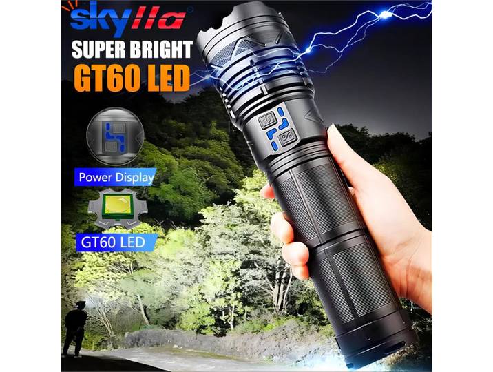 Lampe de poche Led haute puissance, torche Super brillante à longue portée, Rechargeable, Ultra puissante, tactique d'extérieur, lanterne de Camping