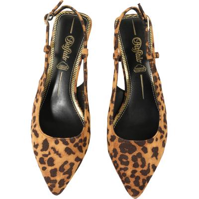 High-Heel-Pumps BUFFALO "Buffalo Sling Back- Vegan Suede", Damen, Gr. 39, braun (braun leo, schwarz), Kunstfaser, unifarben, Schuhe