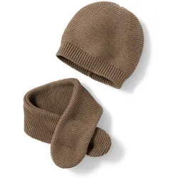 Tchibo - Strickmütze und Strickschal - Gr. 49-52 - braun