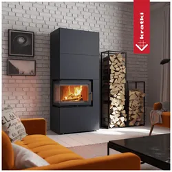 Kamineinsatz Simple Box 8 kW Ø 200 schwarz mit Türfeder