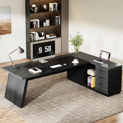 1Easylife 78.7-Inch L-Shaped Executive Desk Computer Desk with File Cabinet