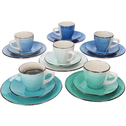 18tlg. Kaffeeservice Blue Curacao für 6 Personen in verschiedenen Blau-Tönen***Vorpackplatz: REIHE X ///PLATZ 13