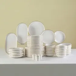 Karaca Stream Bone New Saturn 53-teiliges Tafelservice für 12 Personen – Gold