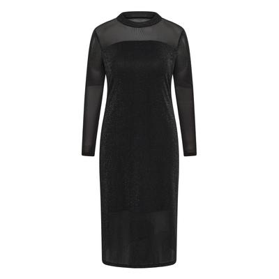 Midikleid KAFFE CURVE "KAFFE Curve Kleid KColgie", Damen, Gr. L, Normalgrößen, schwarz (meteorite), Kleider Midikleid