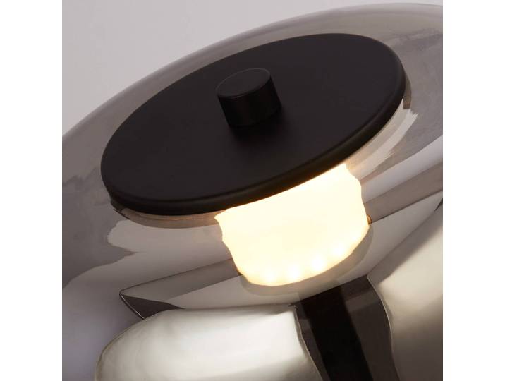 Searchlight LED Tischlampe Frisbee, dimmbar, schwarz, für Wohn- / Esszimmer, Metall, Modern, LED Tischlampe
