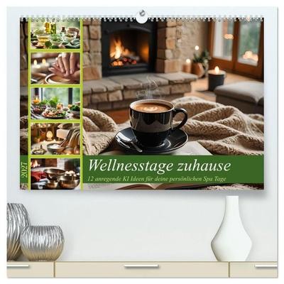 Wellnesstage zuhause - 12 anregende KI Ideen für deine persönlichen Spa Tage (hochwertiger Premium Wandkalender 2027 DIN A2 quer), Kunstdruck in