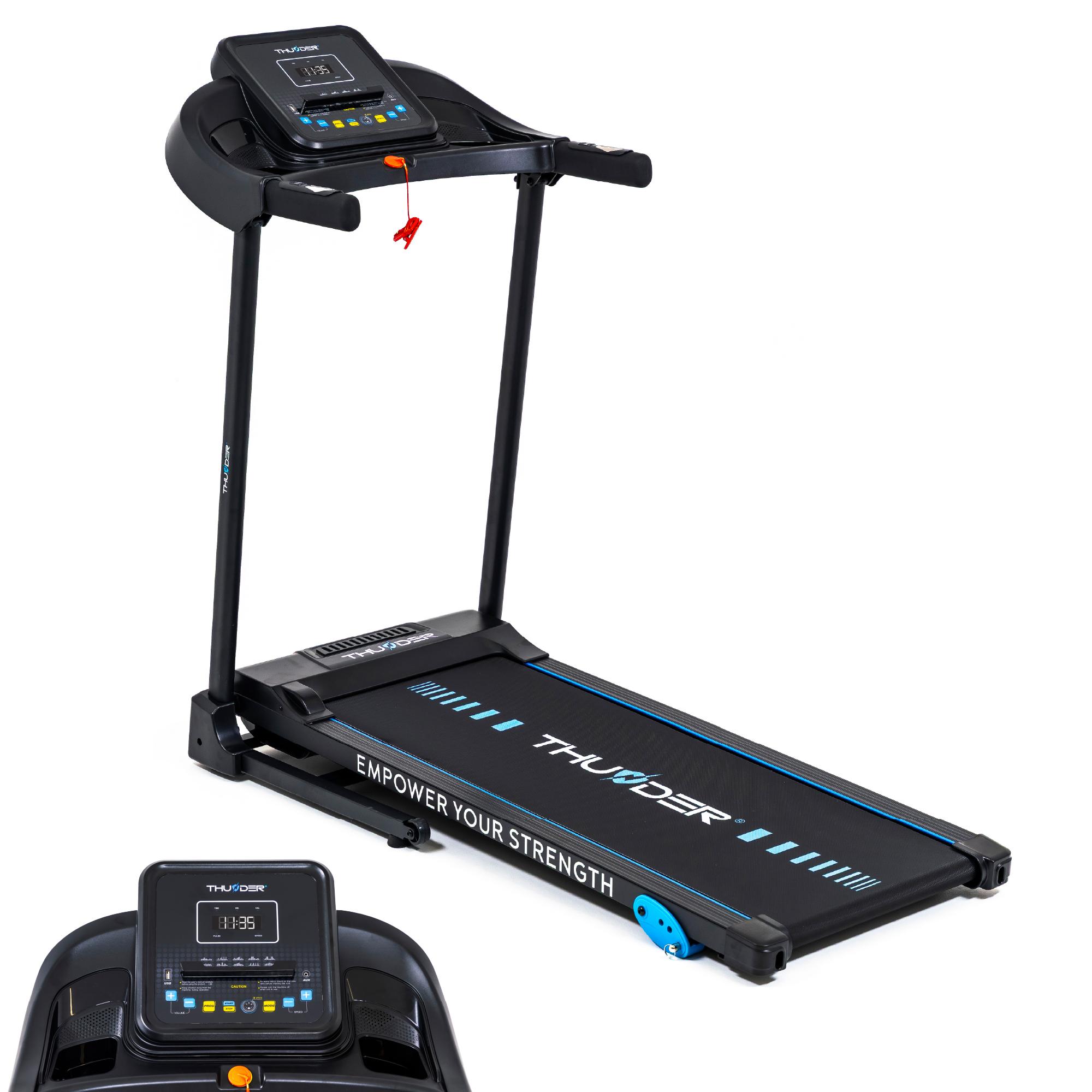 Laufband Thunder G8000 110 cm x 40 cm 12,8 km/h FitShow klappbar Lautsprecher Bluetooth Transportrollen