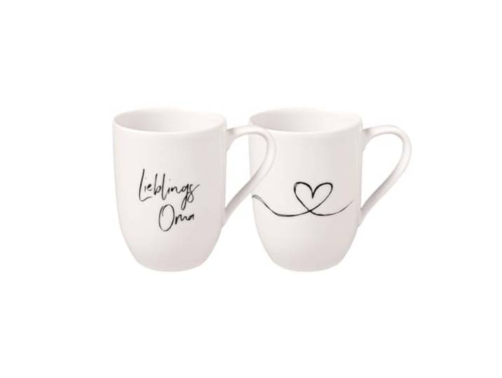 Villeroy & Boch – Statement Tassen Set Lieblingsoma 2 teilig Weiß, Schwarz, Spülmaschinenfest, Mikrowellensicher, Lieblingsoma Geschenke, Oma Tassen, Oma Becher, Kaffeetasse, Premium Porcelain