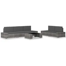 vidaXL 6-tlg. Garten-Lounge-Set Poly Rattan Grau