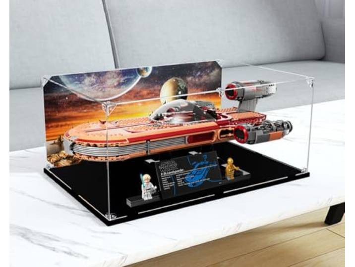 Caikbms Vitrine Acryl Kompatibel Mit Le-go 75341 Landspeeder, Staubdichte Vitrine Für Modelle, Sammlerstücke (A, 3mm)