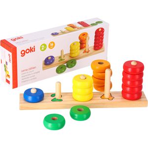 Goki Motorikspielzeug Lerne Zählen mit Ringen, Stapelspiel aus Holz, ab 2 Jahre