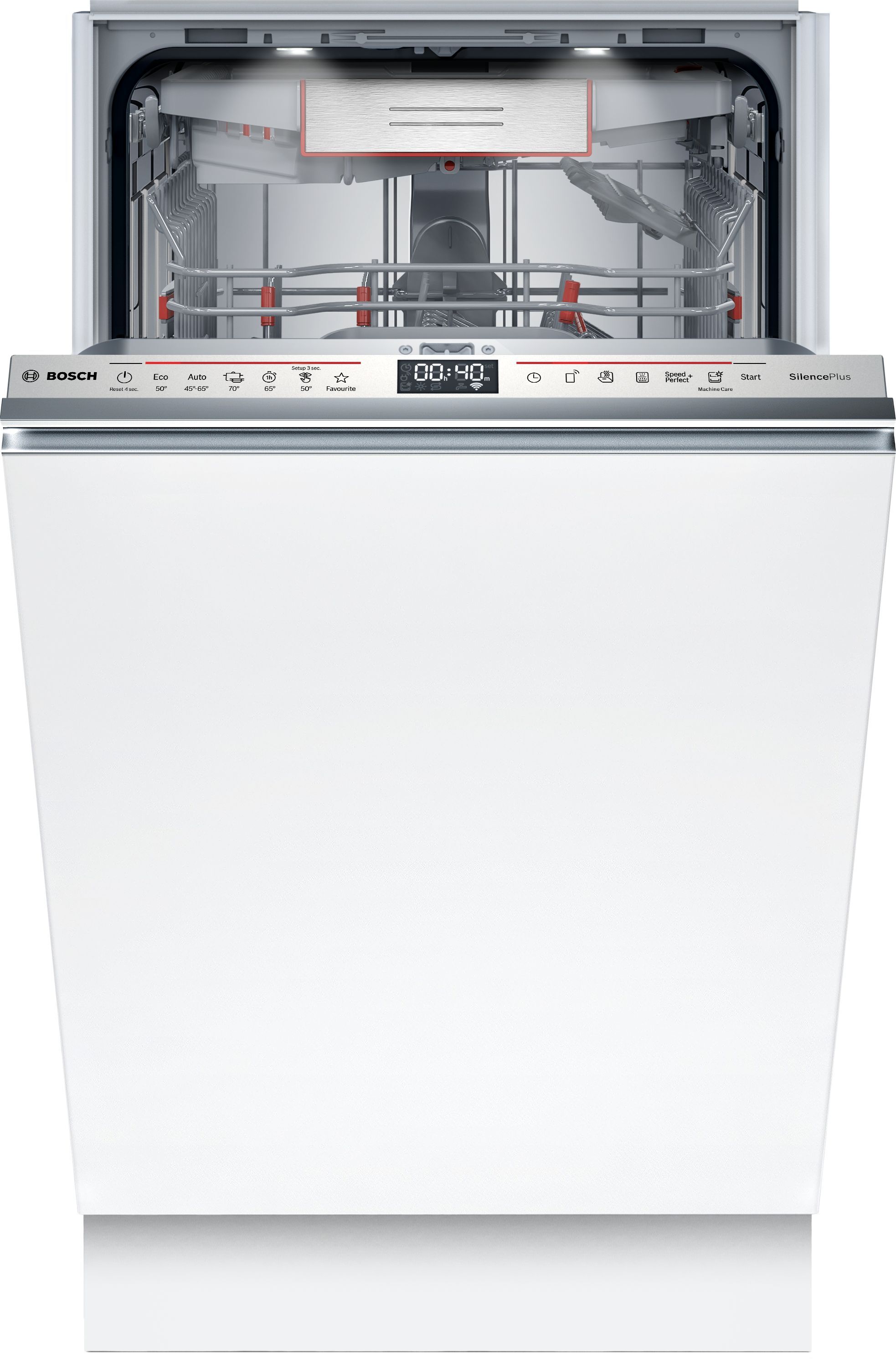 Bosch Serie 6 SPV6EMX05E, Voll integriert, Single (45 cm breit), Edelstahl, Tasten, 1,75 m, 1,65 m