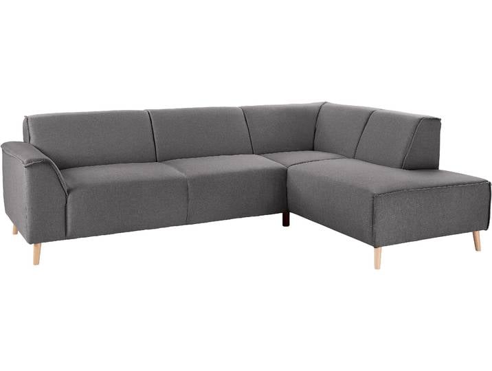 Ecksofa HOME AFFAIRE Janek Scandic Design, elegant und zeitlos, L-Form , schwarz (pepper), B:263cm H:81cm T:191cm, Struktur fein ( 100% Polyester);Struktur weich (92% Polyester, 8% Nylon);Struktur fein ( 100% Polyester), Sofas, Ecksofa, mit Federkern und Keder in scandinavischem Design