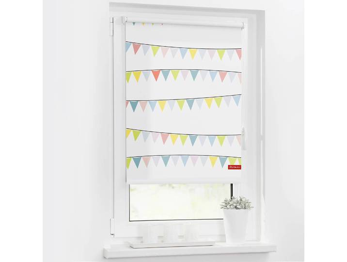 Klemmfix-Rollo Wimpelkette 45 x 150cm Weiß