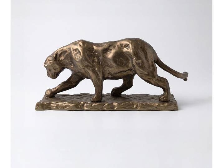 DELIFE Figur Panthera B9 x T33 x H14 cm Aluminium Aurum Satin Gegossen, Wohnaccessoires