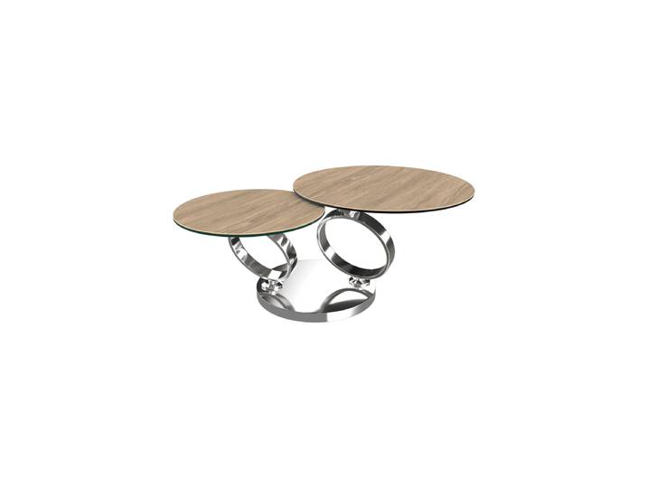 Ausziehbarer, flexibler Design Keramik Couchtisch „Eolia Double Silver“ Keramik Silver Akante Design