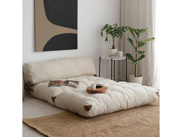 Dmora Schlafsofa 2-Sitzer Dysnomia 120x75 cm Weiß, Stauraum