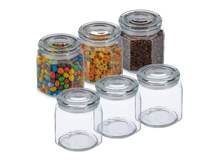 Vorratsgläser mit Deckel 1300ml 6er-Set Transparent