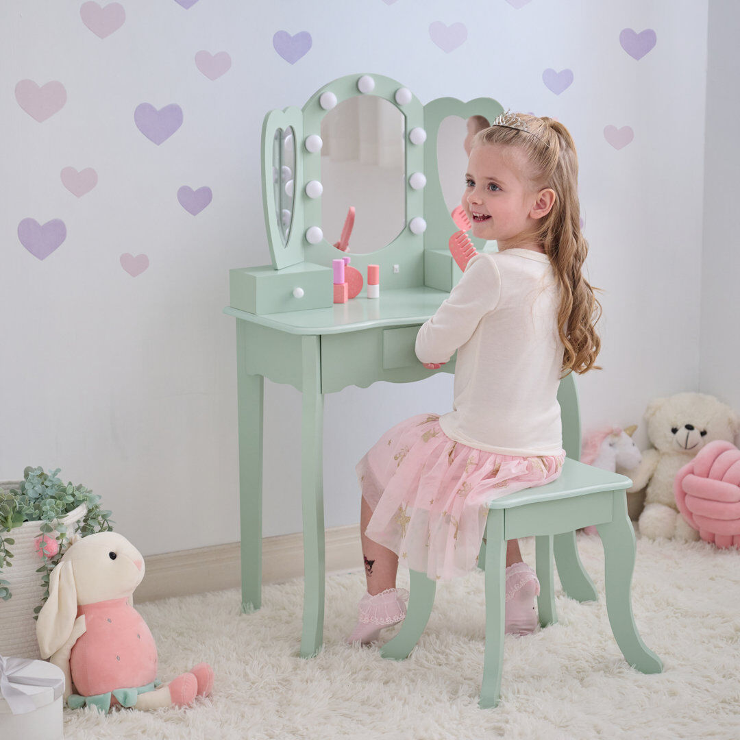 Teamson Kids Heart Glow Play Vanity Set Green 35cm H X 36cm W X 39cm D