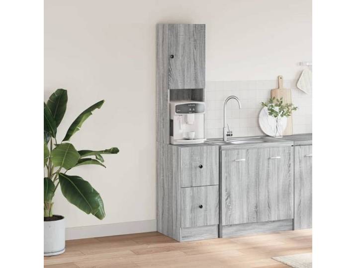Caisson de cuisine Gris - Armoire de cuisine - Armoire à vitrine - Sonoma gris - 35x50x180cm - Bois d'ingénierie 571 11