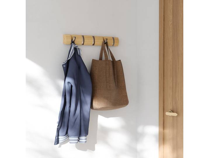 Garderobenleiste Flip 51cm Holz/Esche/Silber