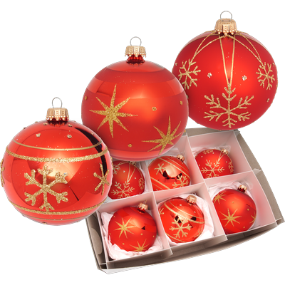 Weihnachtsbaumkugel OTTO HOME "Glaskugelsortiment", rot, Ø:8cm, Glas, Pappe, Weihnachtsbaumkugeln