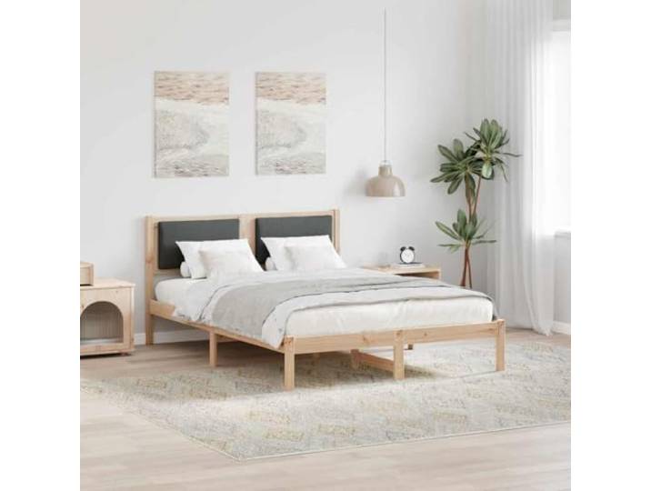 Massives Kiefernholz Modernes Minimalistisches Bettgestell Grau 160x200 cm Bettrahmen Dunkelgrau 160 x 200 cm Massives Kiefernholz Stabiler Lattenrost Inklusive Gepolstertes Kopfteil Schlafzimmer