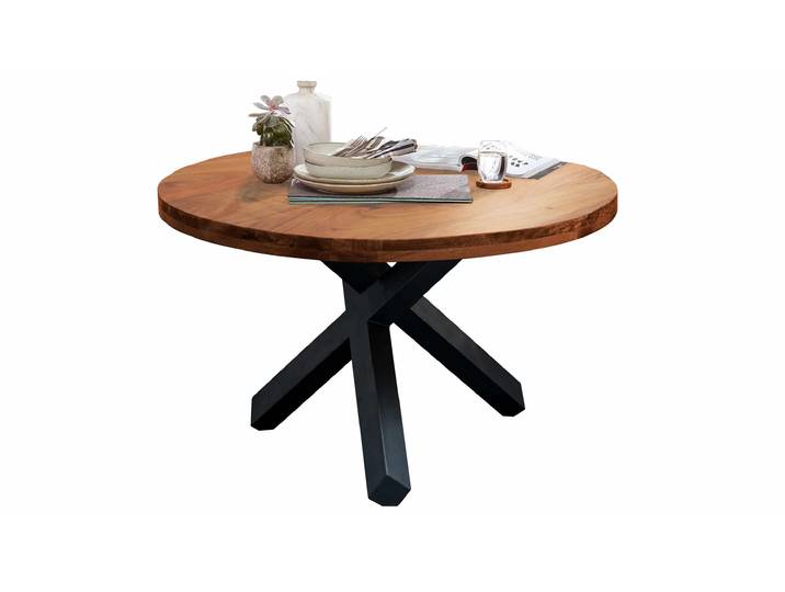 Esstisch Massivholztisch 130 cm rund Akazie lackiert - EDUARDO