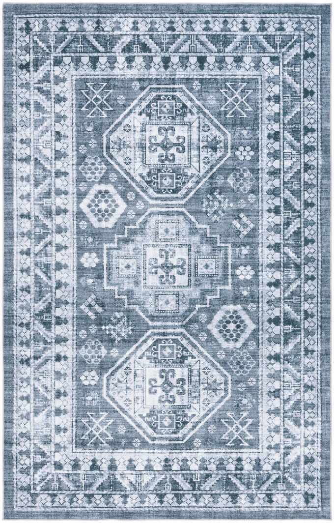Blue Elephant Arizona Legacy Machine Washable Non-Slip Area Rug In Ivory & Grey Grey;Ivory;Blue Rectangle 183 x 274cm