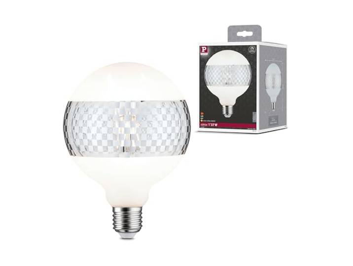 Paulmann 28742 LED Lampe G125 Globe 4,5W dimmbar Leuchtmittel Ringspiegel Silber effizientes Licht Glas Goldlicht 2600 K E27