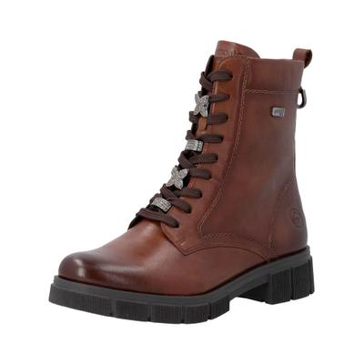 Schnürstiefelette REMONTE "Remonte Stiefelette Leder", Damen, Gr. 37, braun (mittelbraun), Leder, Schuhe Schnürstiefelette