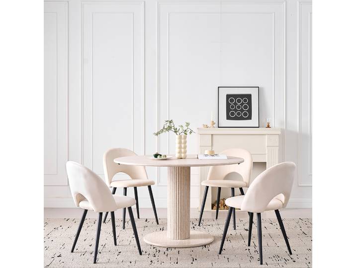 Chaises de salle à manger en velours hollandais, pieds en métal, dossier creux moderne, adaptées au salon/cuisine/chambre à coucher, 2 pièces/4 pièces