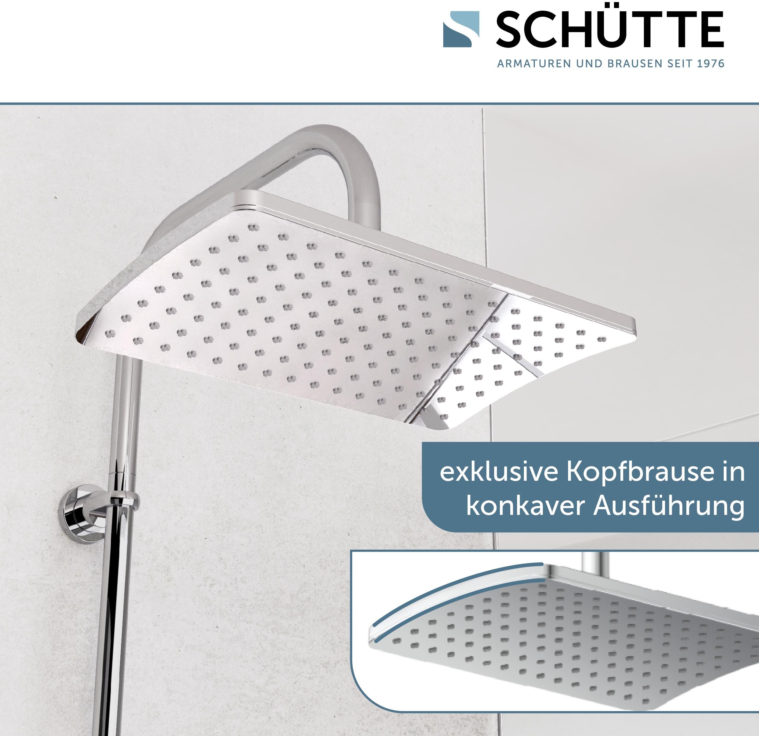 Duschsystem SCHÜTTE "Mallorca", grau (chromfarben), H:97cm T:33,5cm, Metall, Brausegarnituren, Duschsystem, Duschsystem mit Kopfbrause und Handbrause chromfarben Einheitsgröße